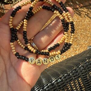 New Handmade Vanderbilt Black and Gold Beaded Bracelet Set - Vandy Football